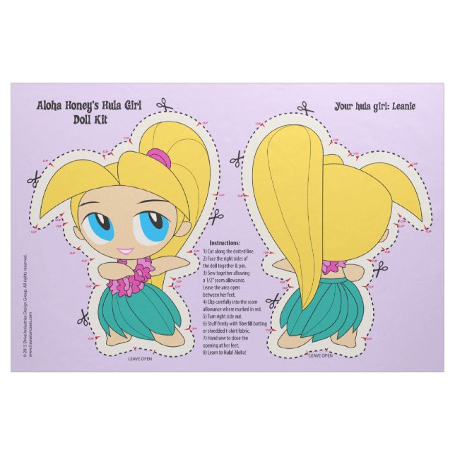 Tecido Aloha jogo e teste padrão da boneca da menina de (Fat Quarter)