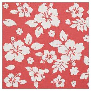 Tecido Aloha Red Classic Impressão do Havaí Cor de Fundo