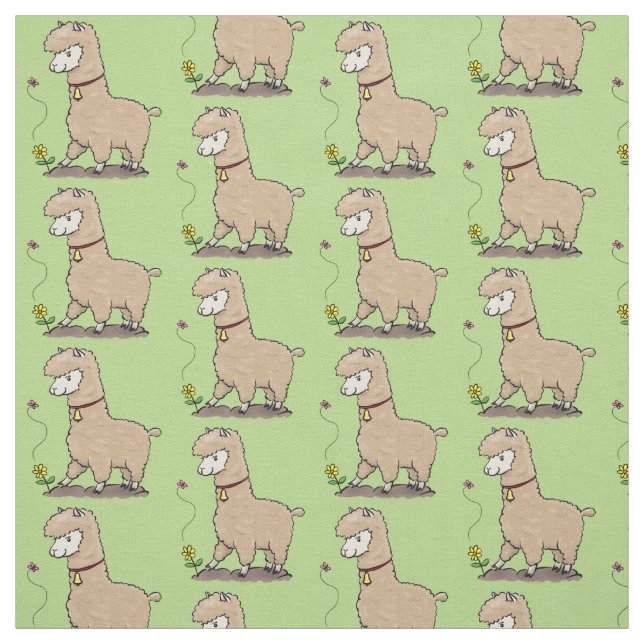 Tecido Alpaca feliz e giro com cartoon de borboleta (Modelo)