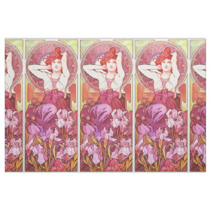 Tecido Alphonse Mucha Ametyst Floral Vintage Art Nouveau