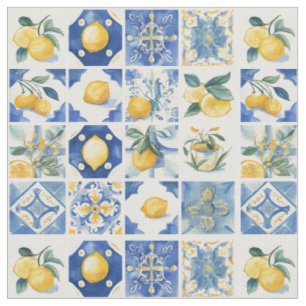 Tecido Amalfi Coast Watercolor — Lemon Mediterrâneo