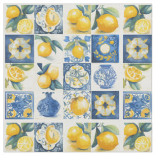 Tecido Amalfi Coast Watercolor — Lemon Mediterrâneo