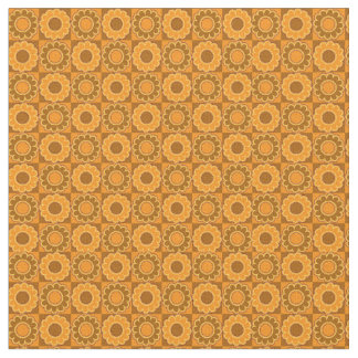 Tecido Amarelo alaranjado marrom de flower power do