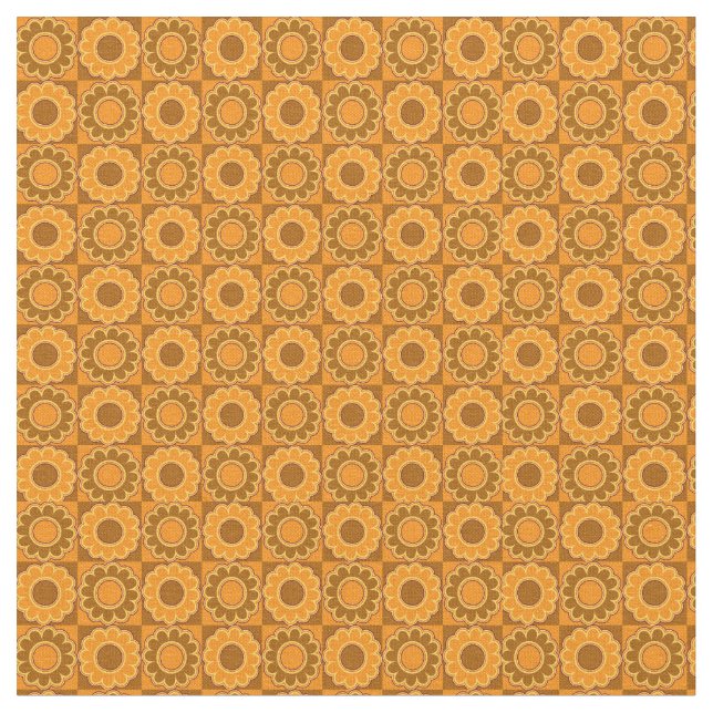 Tecido Amarelo alaranjado marrom de flower power do (Detalhe)