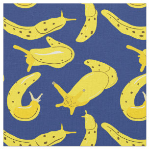 Tecido Amarelo-Brilhante, Slugs Azuis De Banana Real Ilus