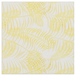 Tecido Amarelo de Verão Branco Estampa de Palma