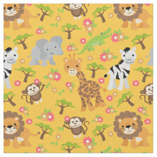 Tecido amarelo do safari do bebê