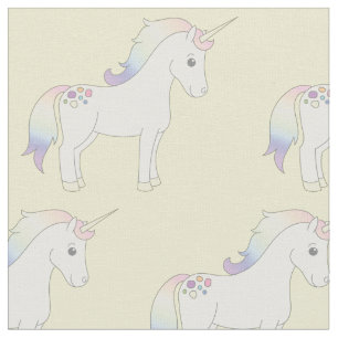 Tecido Amarelo Pastel Unicórnio