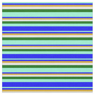 Tecido Amarino, Azul, Goldenrod, Branco e Verde Escuro