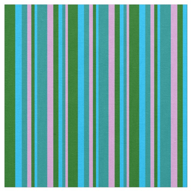 Tecido Ameixa, Ciano Escuro, Azul no Céu Profundo e Verde (Detalhe)
