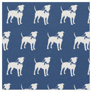 Tecido American Staffordshire Dog Silhouket Marinho Azul
