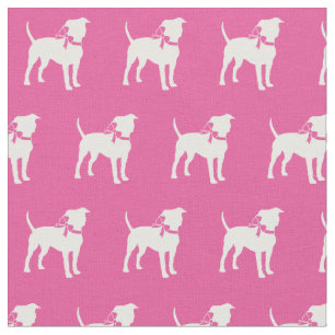 Tecido Americano Staffordshire Dog Silhouette Pink