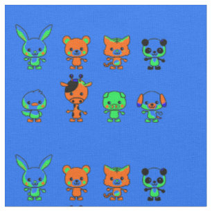 Tecido Amigos Animais de Desenho Animado