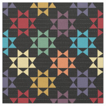Amish Quilt Impressão Bright Cores no Preto