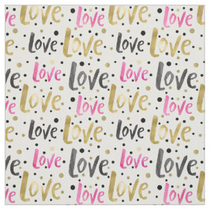 Tecido Amor Dourado de Confetti Rosa