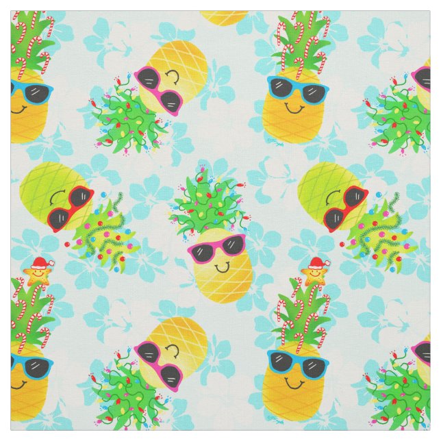 Tecido Ananás de Natal Tropicais Engraçado (Modelo)