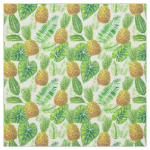 Tecido Ananás e folhas tropicais