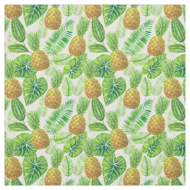 Tecido Ananás e folhas tropicais (Modelo)