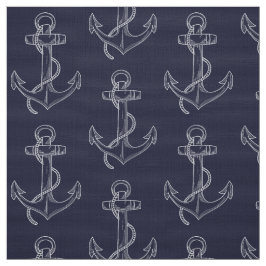 Tecido Âncora pontilhada náutica