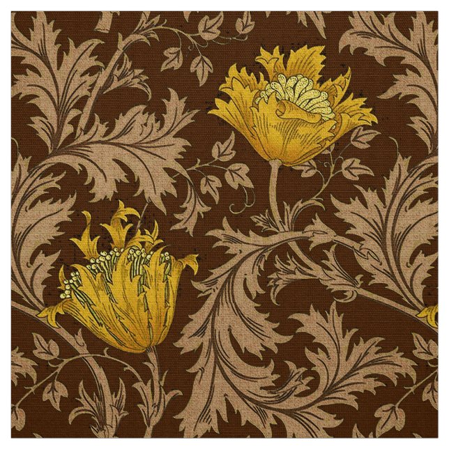 Tecido Anêmona de William Morris, Brown e ouro da (Modelo)