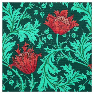 Tecido Anêmona de William Morris, vermelho escuro e