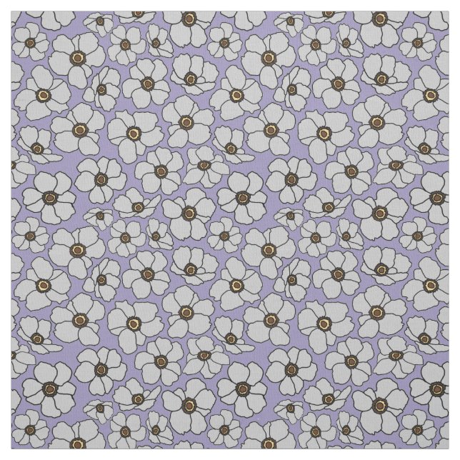 Tecido Anêmonas Brancas de Vento sobre Lavanda  (Modelo)