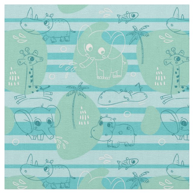 Tecido Animais bonitos que jogam com água 1 (Detalhe)