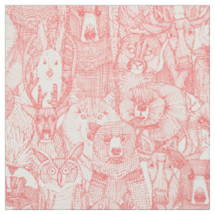 Tecido animais canadenses coral pink half pearl