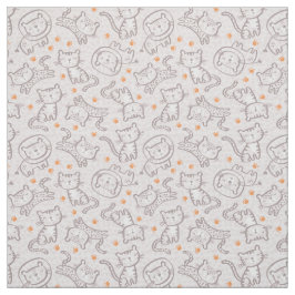 Tecido Animais da Selva Curiosos com pegadas laranja