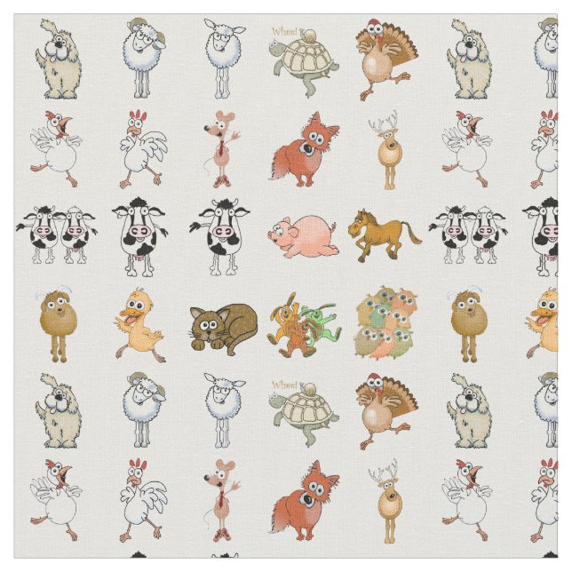 Tecido Animais de fazenda dos desenhos animados (Detalhe)