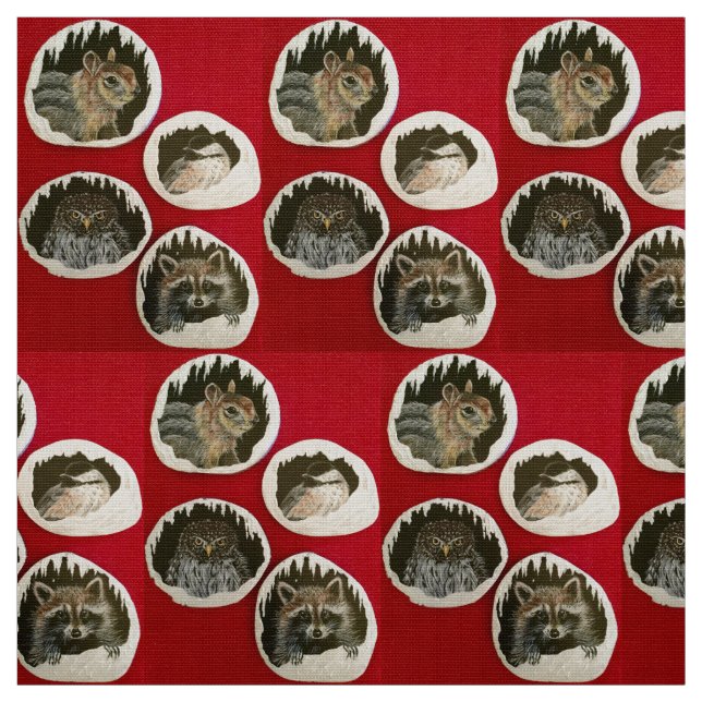 Tecido "Animais de férias de inverno" (Modelo)