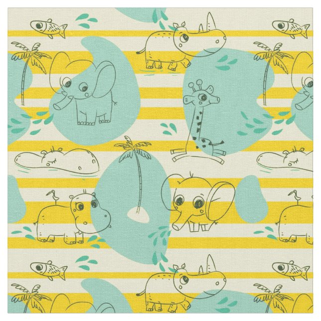 Tecido Animais de raça branca brincando com água 2 (Detalhe)