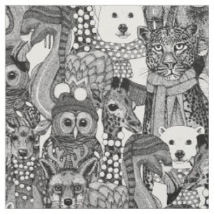 Tecido animais festivos preto