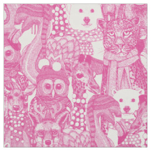 Tecido animais festivos rosa