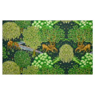 Tecido ANIMAIS FLORESTAIS, DERES POR UM FILME Verde Azul