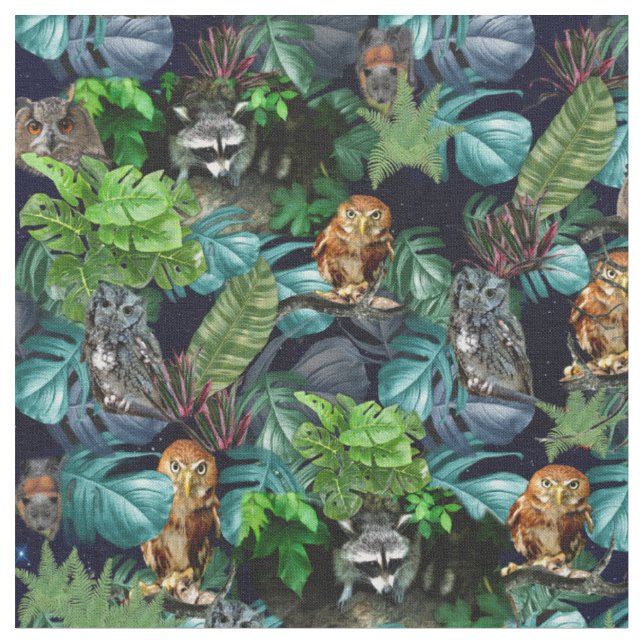 Tecido Animais Nocturnos tropicais ganham vida (Detalhe)