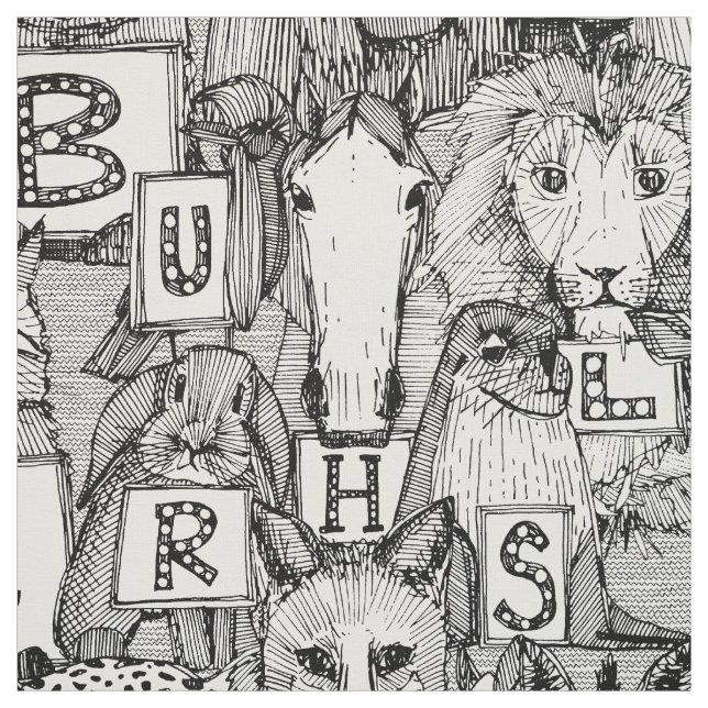 Tecido animal ABC preto branco (Modelo)