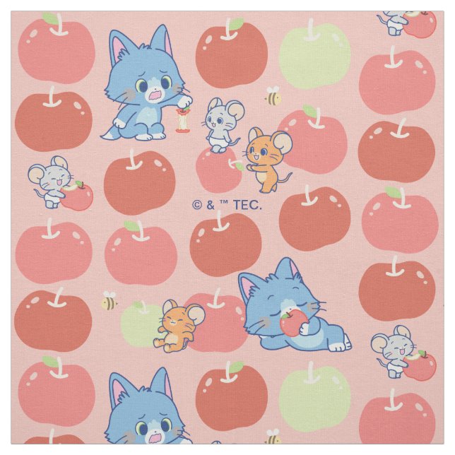 Tecido Anime Tom, Jerry e Tuffy Apple Pattern (Modelo)