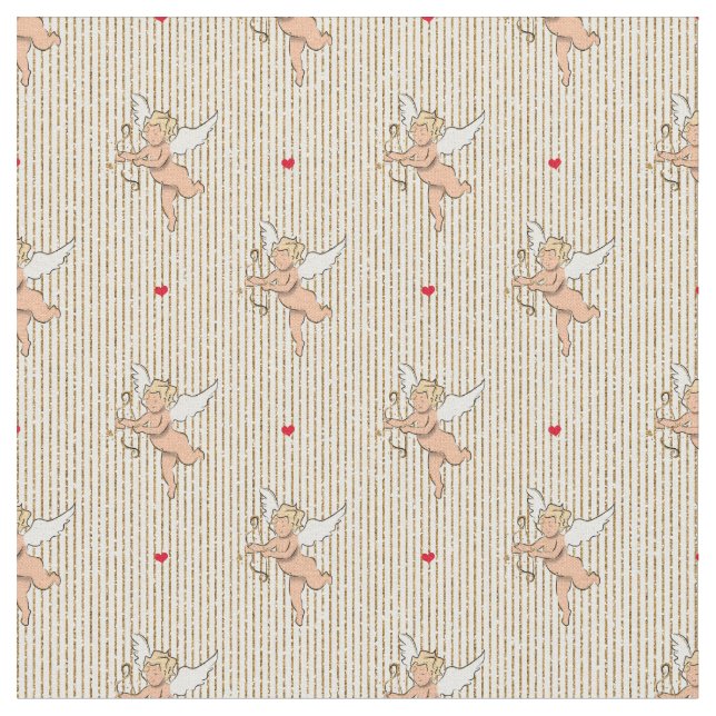 Tecido Anjo Cupido sobre listras de ouro (Detalhe)