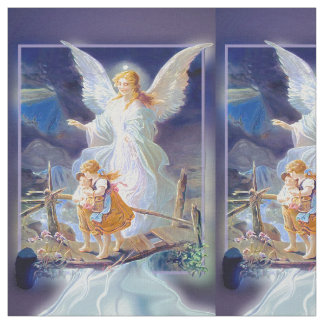 Tecido Anjo-da-guarda com crianças