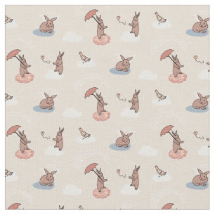 Tecido Anjo do coelho com guarda-chuva (tan)