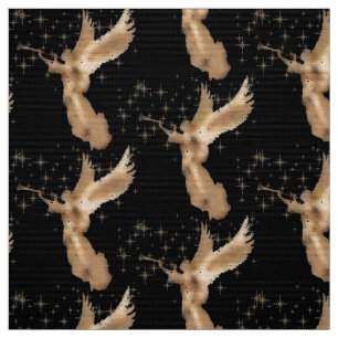 Tecido Anjo Dourado com trompete Night Sky com Estrelas D