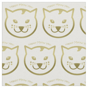 Tecido Ano feliz do Meow - cor feita sob encomenda do