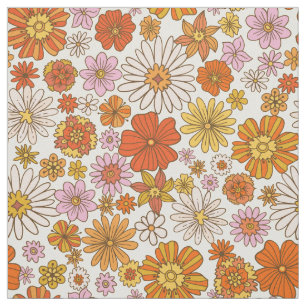 Tecido Anos setenta floral inspirado
