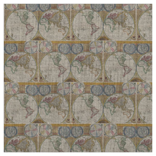 Tecido Antigo Mapa do Mundo (Modelo)