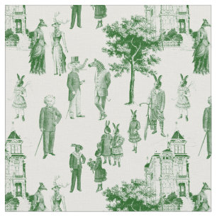 Tecido Antiguamente vitorioso animal toile verde