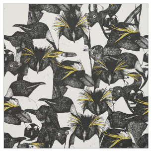 Tecido apenas amarelo branco preto dos pinguins