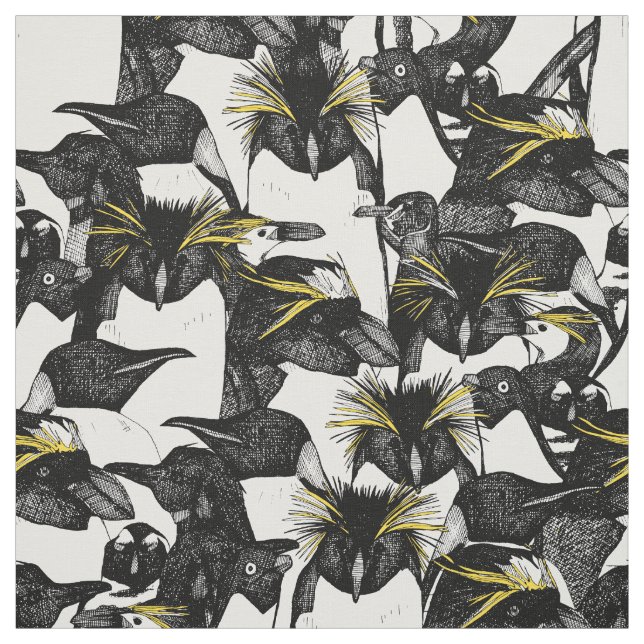Tecido apenas amarelo branco preto dos pinguins (Modelo)