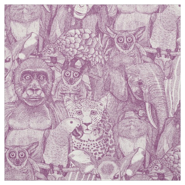 Tecido apenas animais da selva africana roxo metade pérol (Modelo)