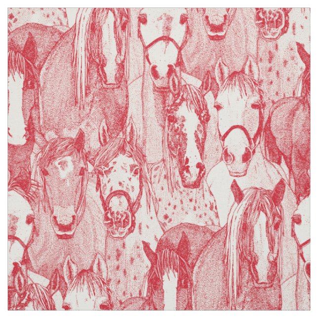 Tecido apenas cavalos vermelho bermelhão meia pérola (Modelo)